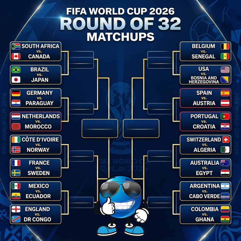 Printable 2026 World Cup Bracket with Groups Filled in