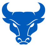 Blue shield/badge-shaped icon on a white background (abstract graphic)
