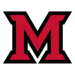 Red capital M on a black background (logo).