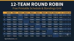 12-team round robin schedule printable