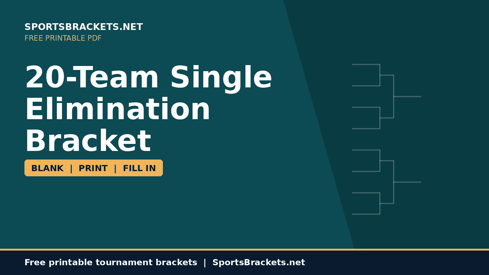 20-Team Single Elimination Bracket printable PDF