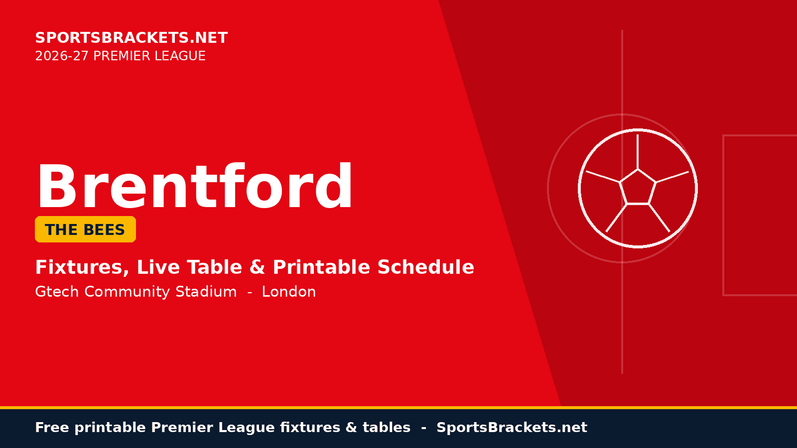 2026-27 Brentford schedule - printable Premier League fixtures