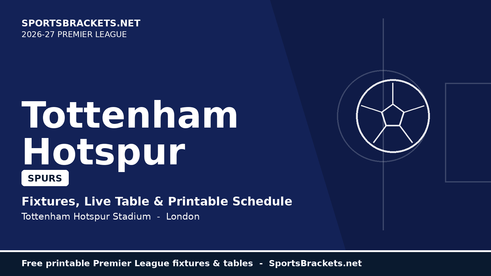 2026-27 Tottenham schedule - printable Premier League fixtures