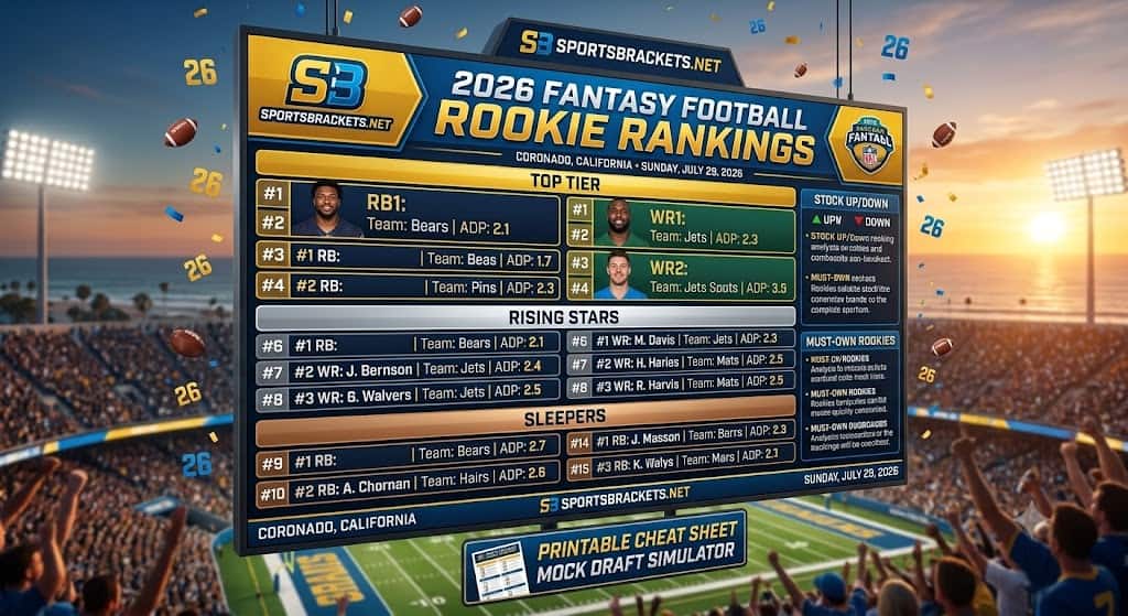 2026 fantasy football rookie rankings printable Top 40