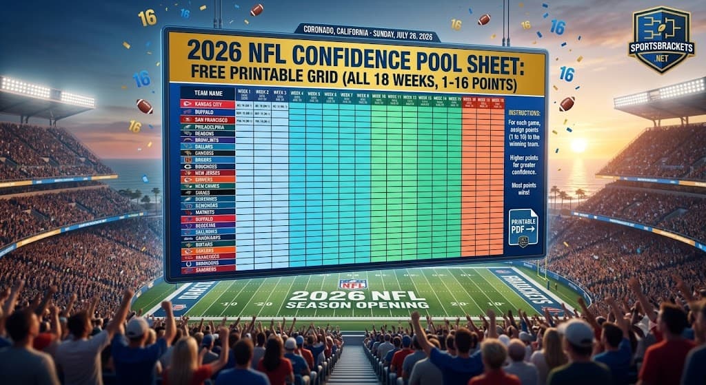 2026 NFL confidence pool sheet free printable grid