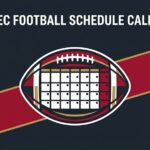 Title card: '2026 SEC Football Schedule Calendars' over a dark background with a football calendar emblem and a red diagonal stripe.