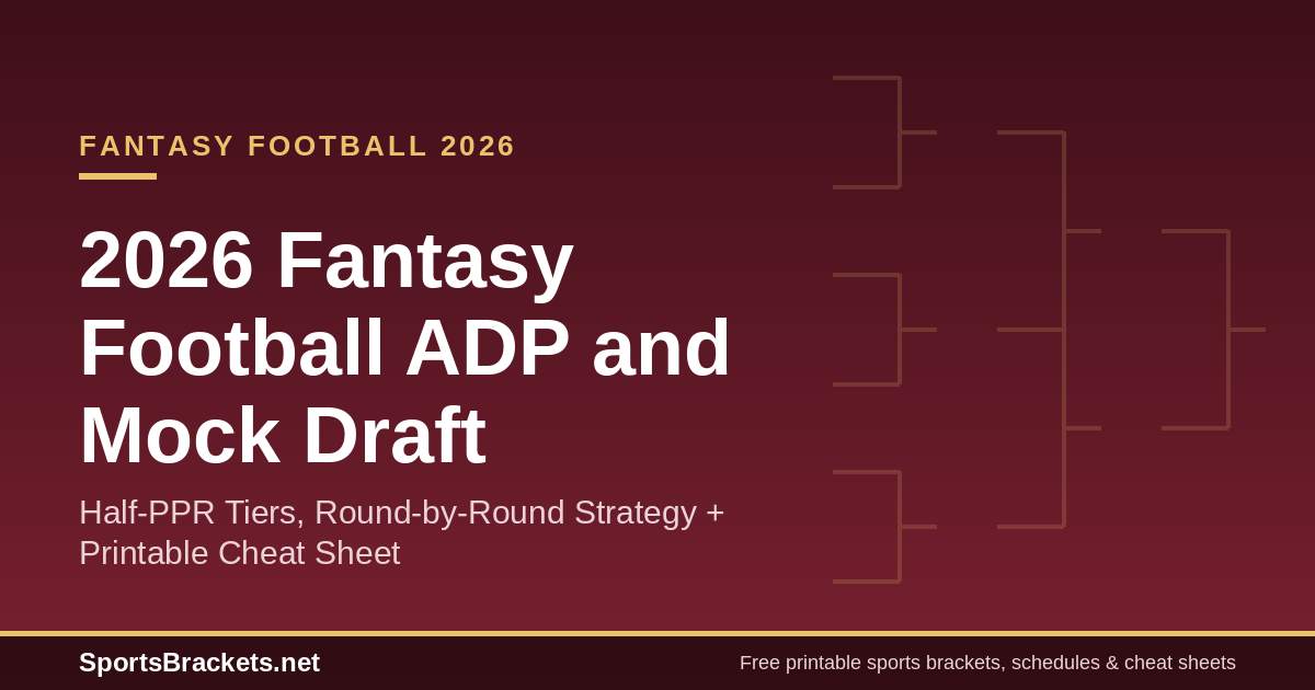 2026 fantasy football ADP and mock draft half-PPR printable cheat sheet