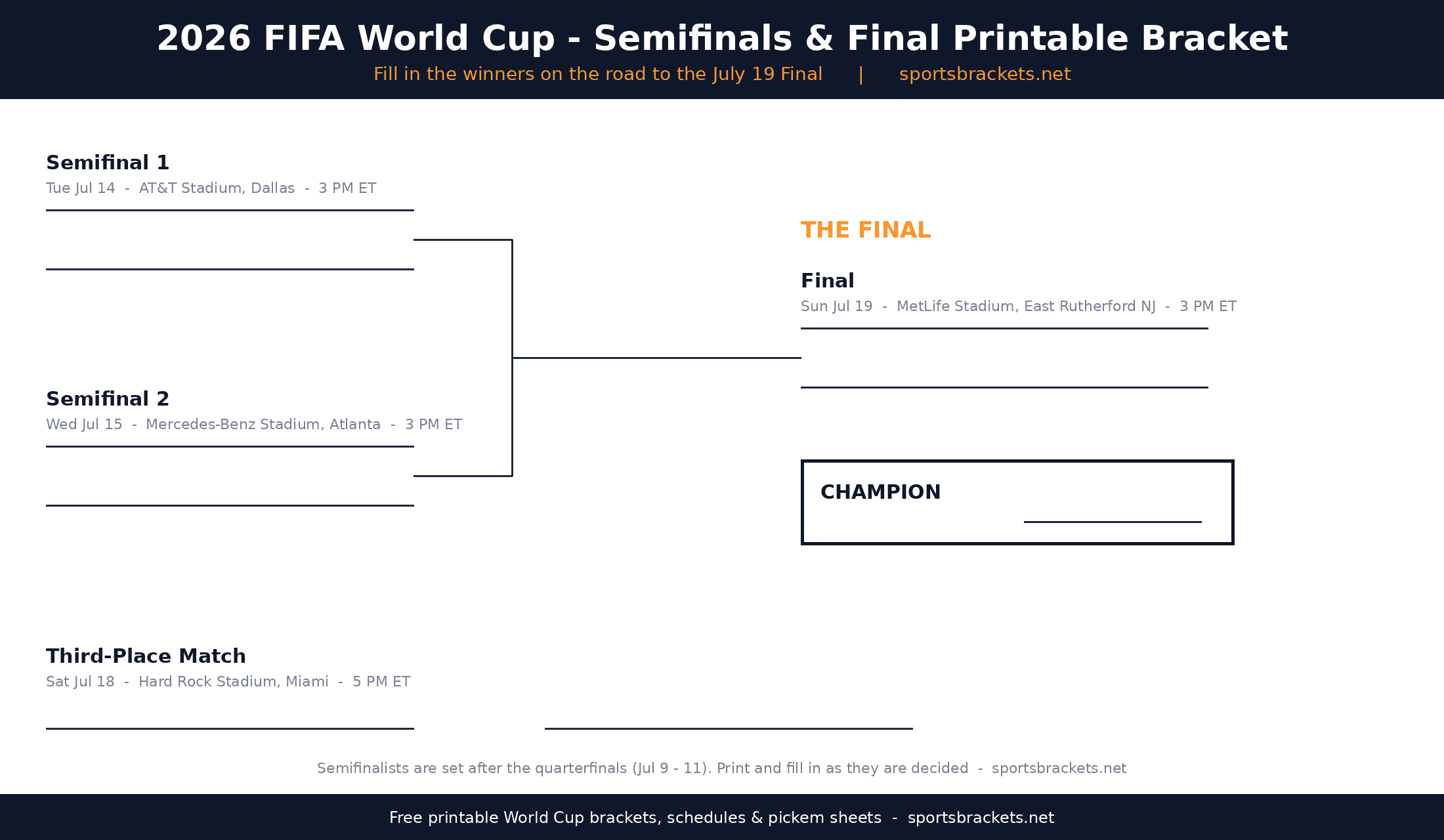 2026-wc-semifinals-final-bracket-20260708 - Sports Brackets Printable 2026 World Cup semifinals and final bracket PDF preview