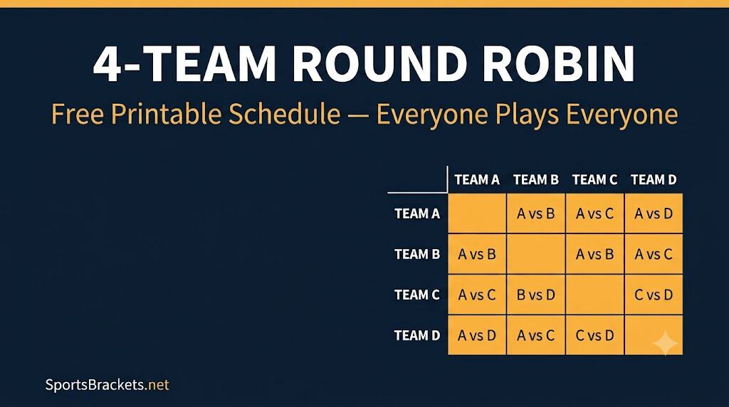 4-team round robin schedule printable