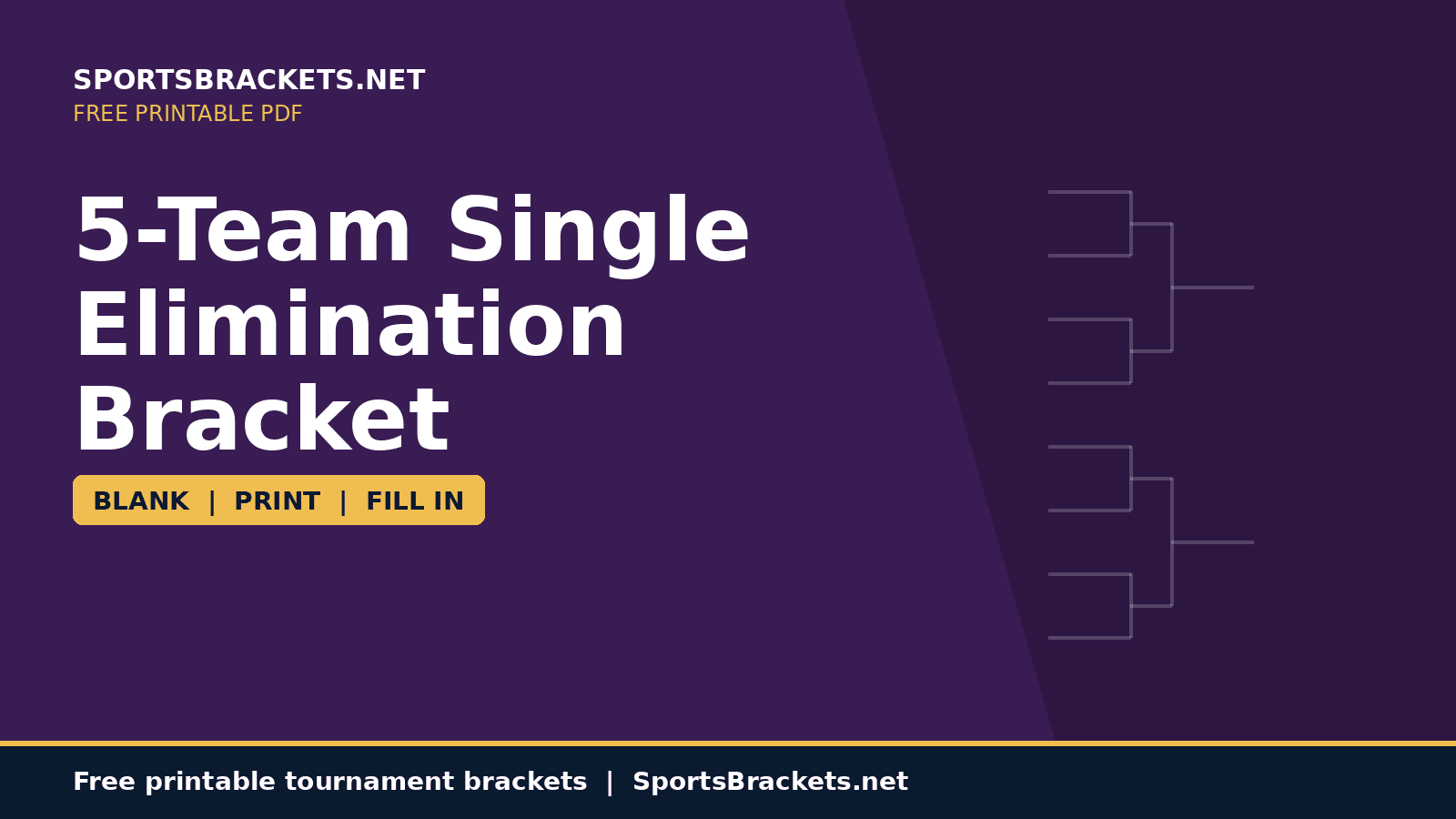 5-team-single-elimination-bracket-hero - Sports Brackets 5-Team Single Elimination Bracket printable PDF