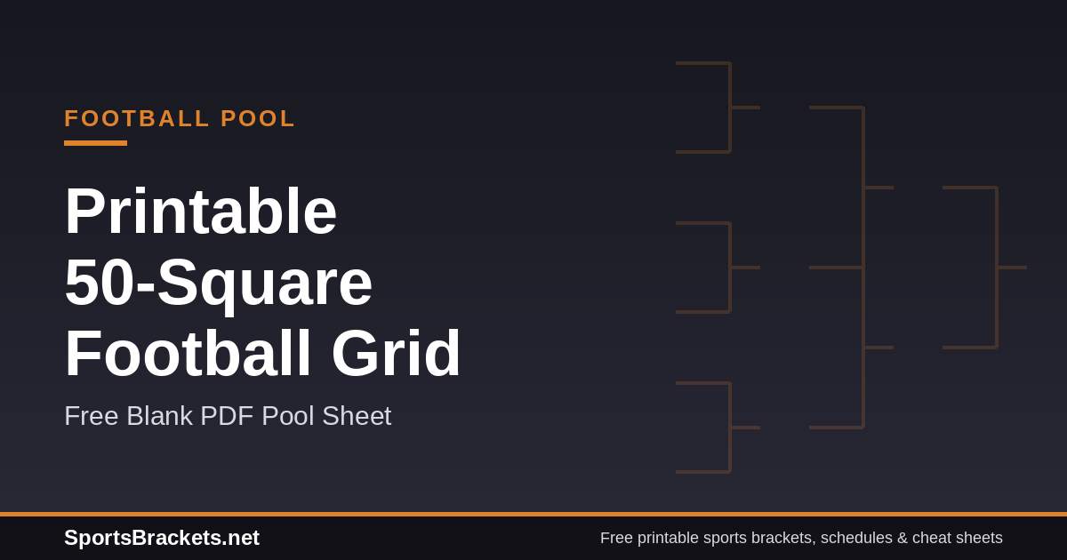 50-square-football-grid-hero - Sports Brackets printable 50 square football grid free blank PDF pool sheet