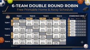 Read more about the article 6-Team Double Round Robin Schedule: Free Printable PDF