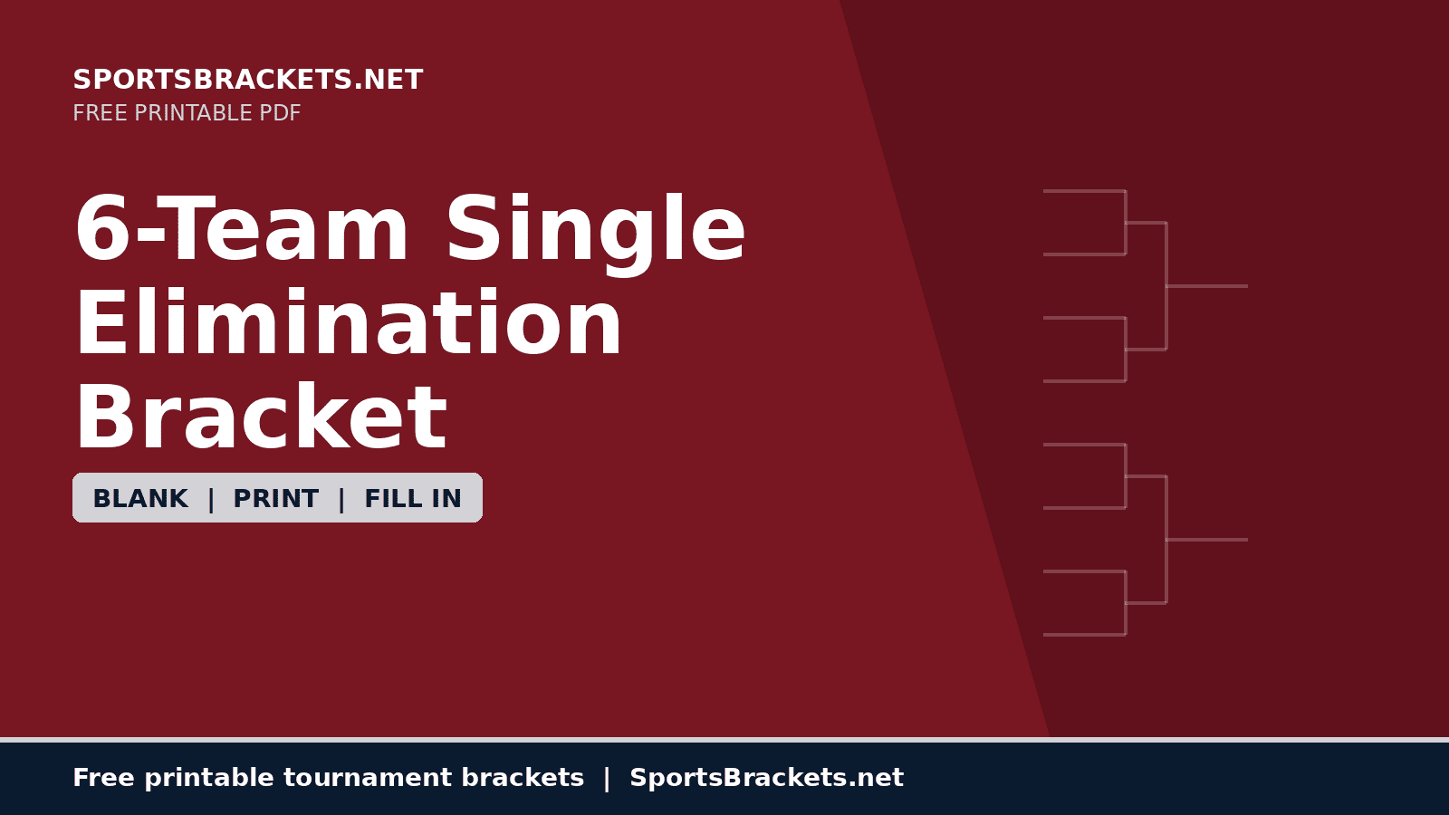 6-team-single-elimination-bracket-hero - Sports Brackets 6-Team Single Elimination Bracket printable PDF