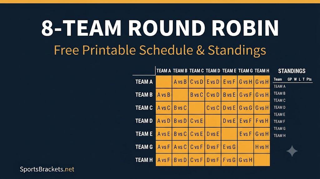 8-team round robin schedule printable