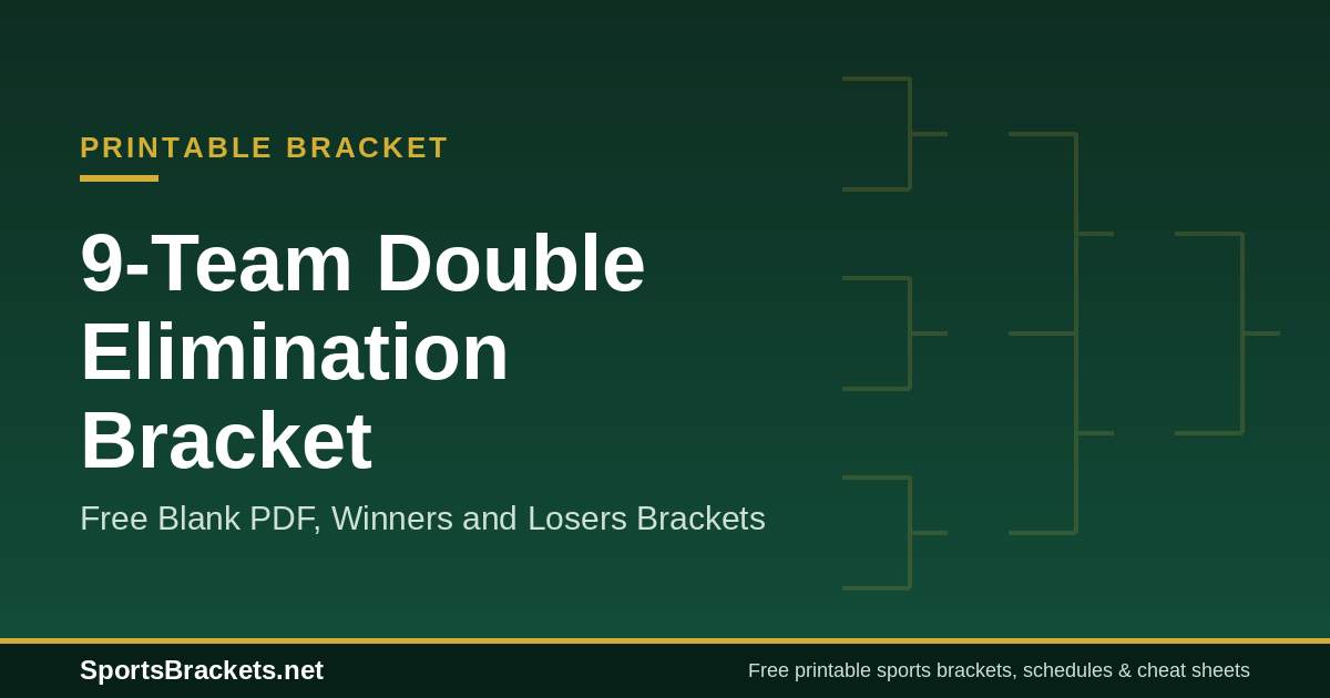 9-team double elimination bracket free printable PDF