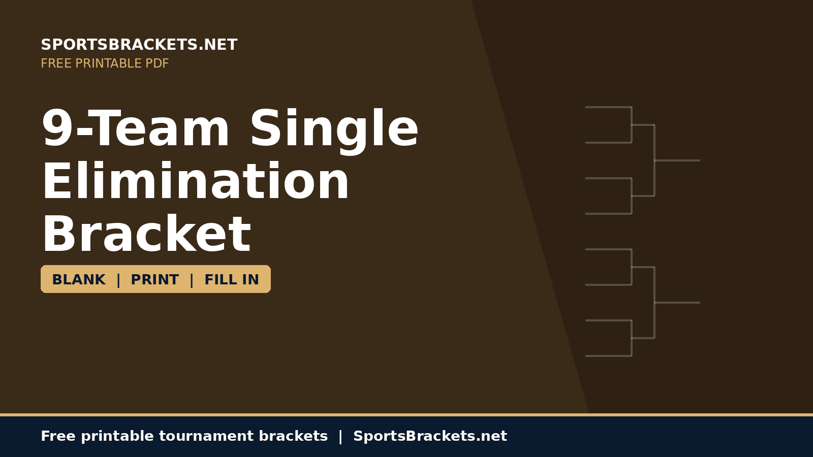 9-team-single-elimination-bracket-hero - Sports Brackets 9-Team Single Elimination Bracket printable PDF