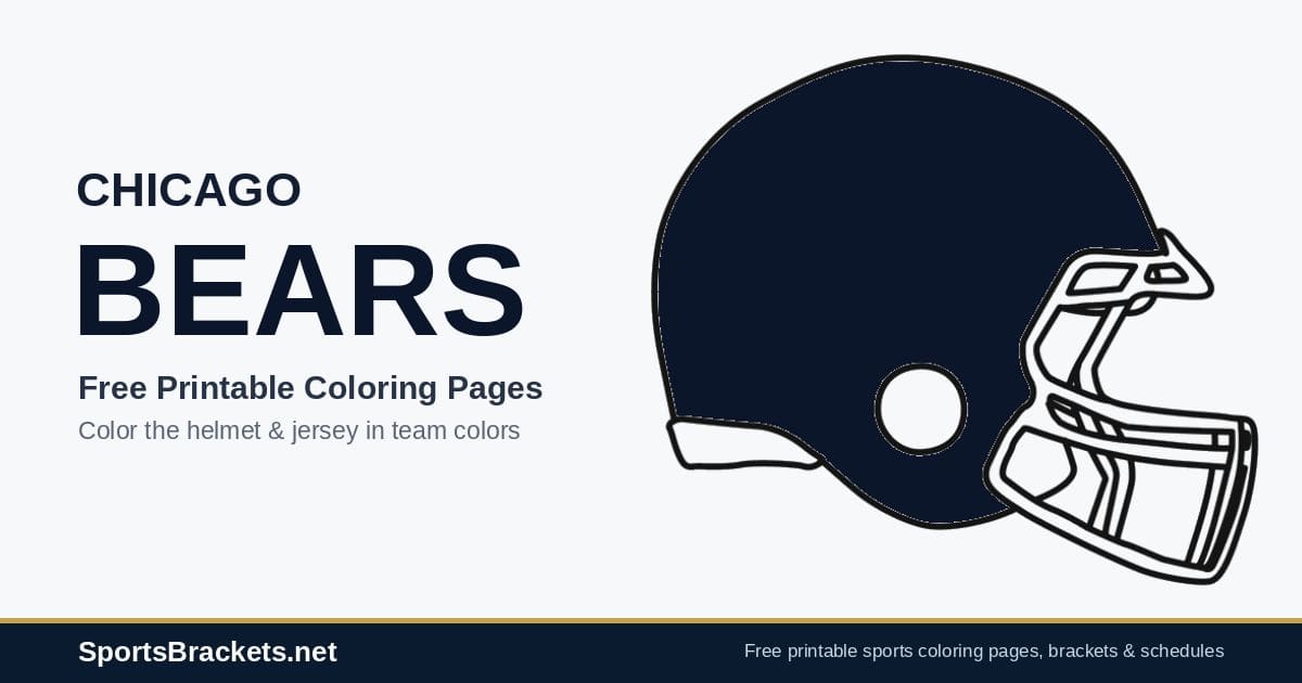 Chicago Bears coloring pages free printable helmet and jersey