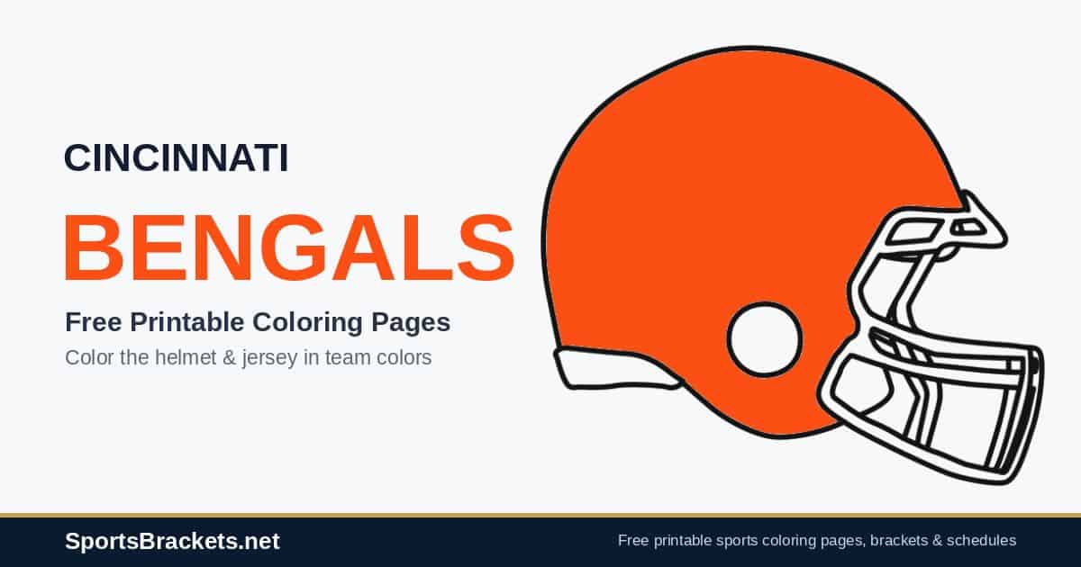 Cincinnati Bengals coloring pages free printable helmet and jersey