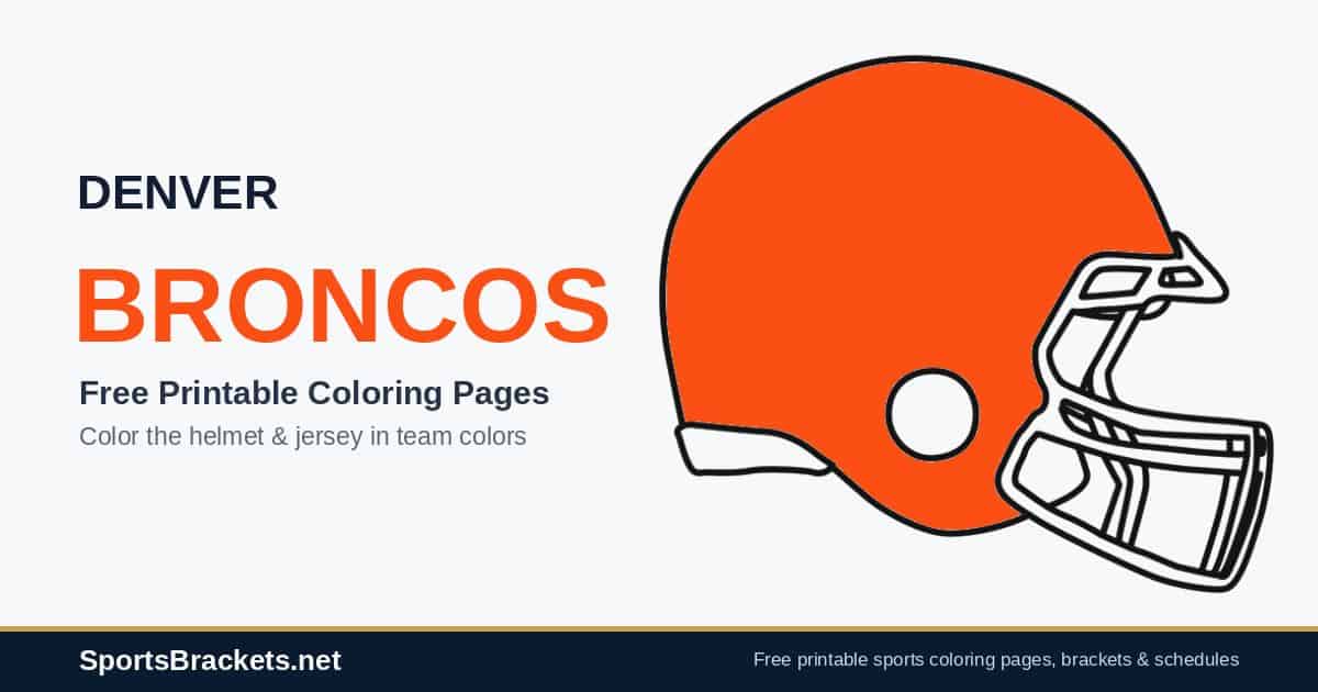 hero-denver-broncos - Sports Brackets Denver Broncos coloring pages free printable helmet and jersey