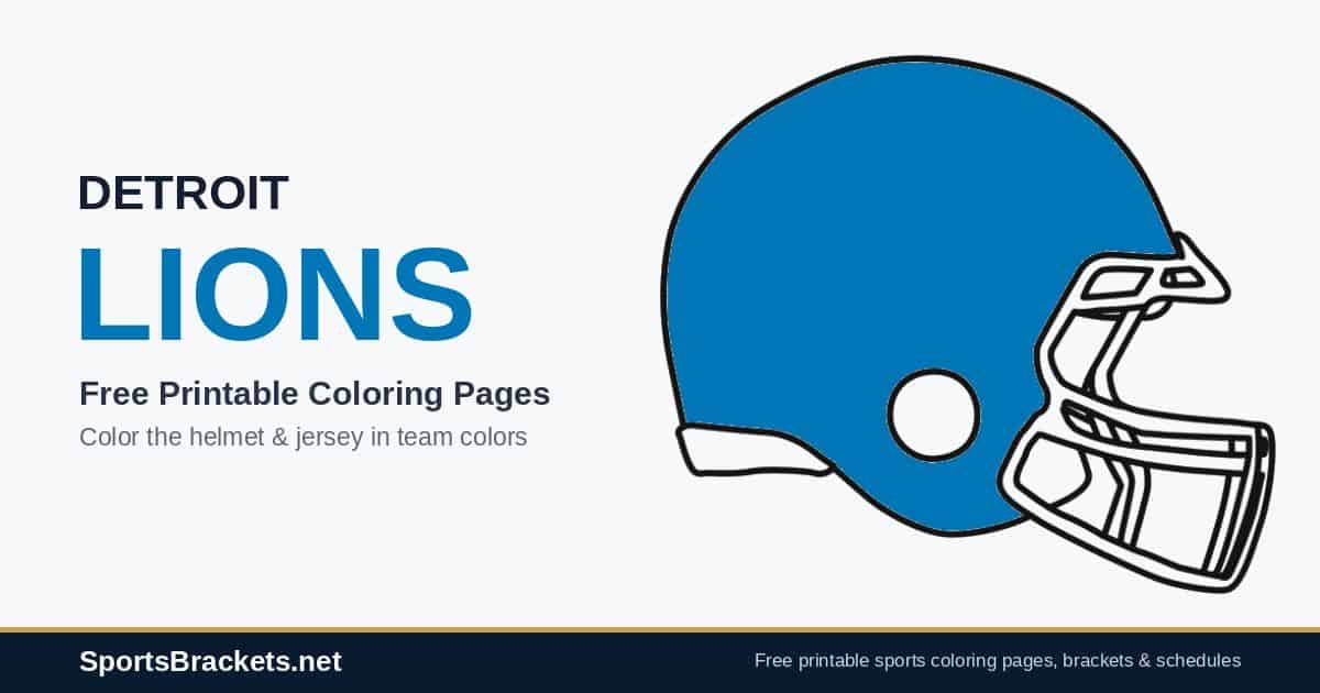 Detroit Lions coloring pages free printable helmet and jersey