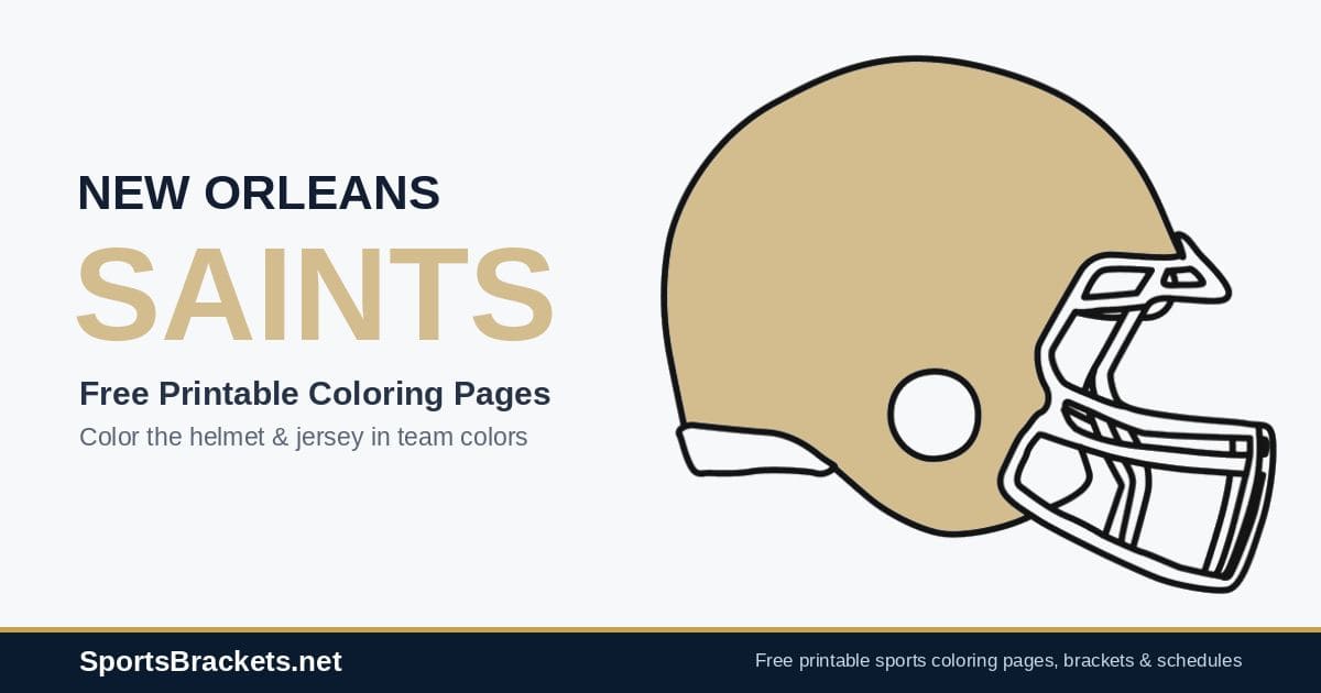 New Orleans Saints coloring pages free printable helmet and jersey