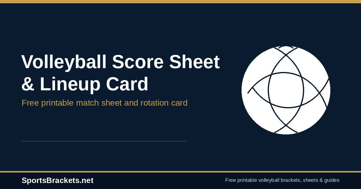 Volleyball score sheet and lineup card