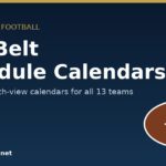 Dark blue gradient banner announcing 2026 Sun Belt schedule calendars with a football graphic on the right and SportsBrackets.net text at the bottom left