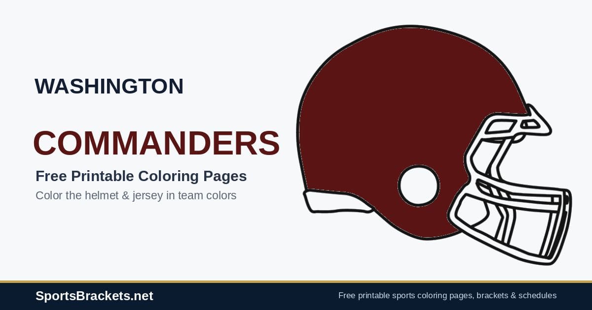 Washington Commanders coloring pages free printable helmet and jersey