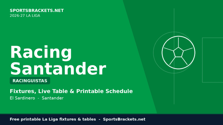 Racing Santander 2026-27 Schedule: La Liga Fixtures & Printable PDF