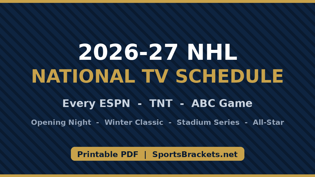 2026-27 NHL national TV schedule printable