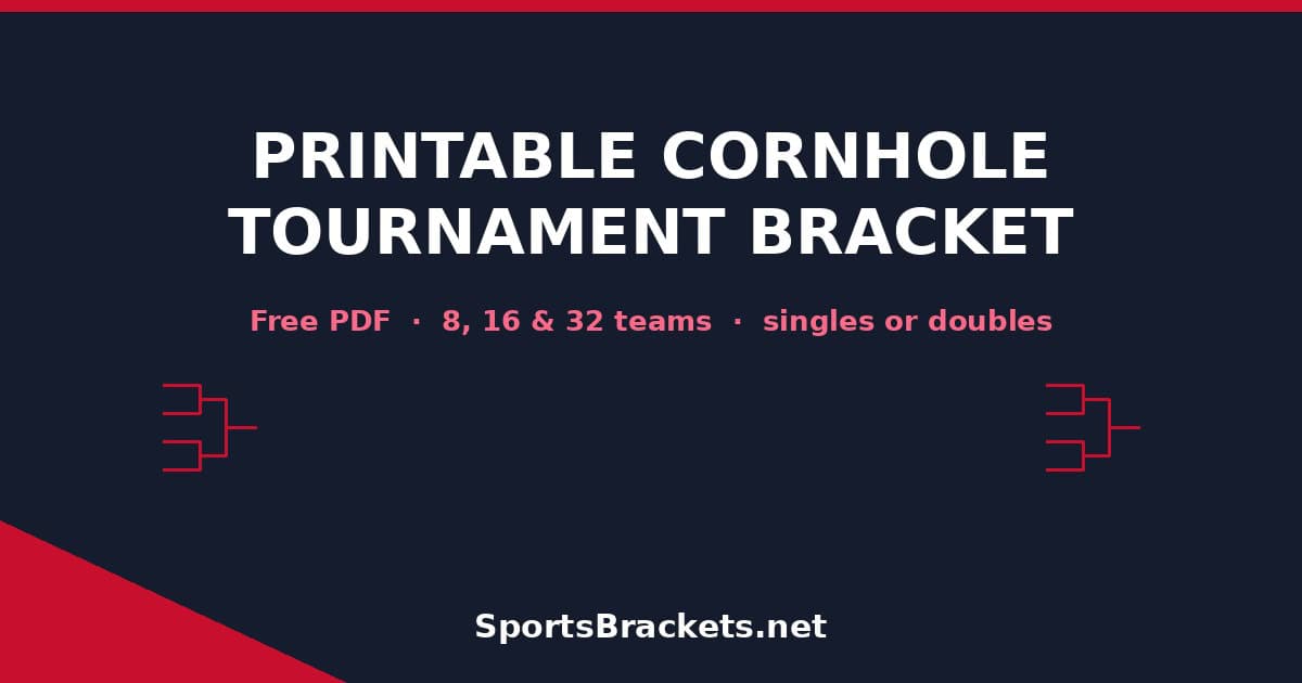 printable-cornhole-tournament-bracket-hero - Sports Brackets Free printable cornhole tournament bracket for 8, 16 and 32 teams