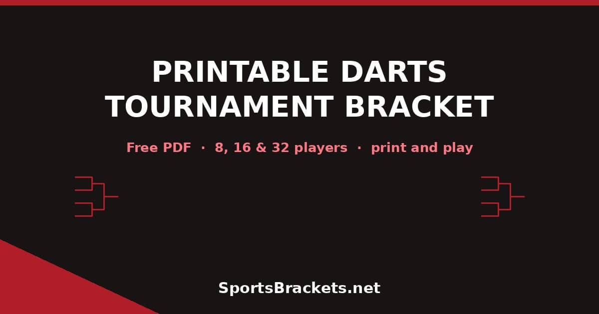 printable-darts-tournament-bracket-hero - Sports Brackets Free printable darts tournament bracket for 8, 16 and 32 players