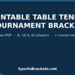 Printable table tennis tournament bracket banner from SportsBrackets.net, for 8, 16, or 32 players with round robin option