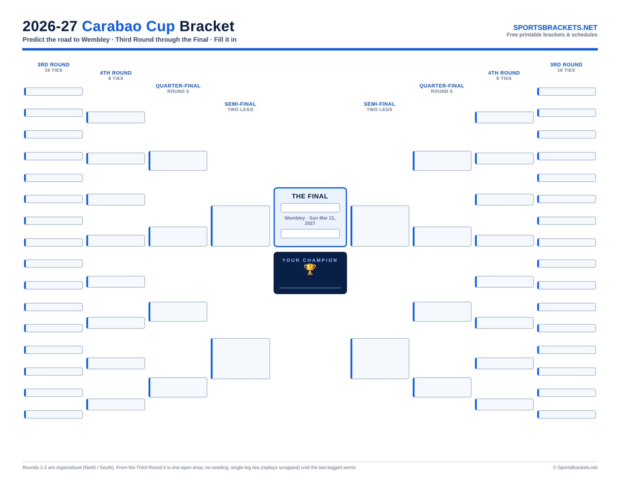 2026-27 Carabao Cup Bracket - Sports Brackets 2026-27 Carabao Cup printable bracket to the Wembley final