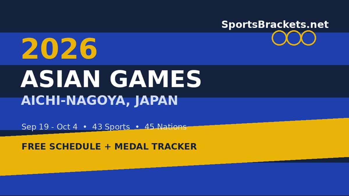 2026 Asian Games Tracker - Sports Brackets 2026 Asian Games schedule and medal count tracker printable