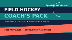 Printable field hockey score sheet, lineup card and roster pack