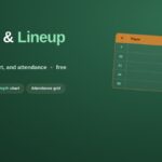 Flag football roster and lineup sheet with a player roster, depth chart, and attendance grid