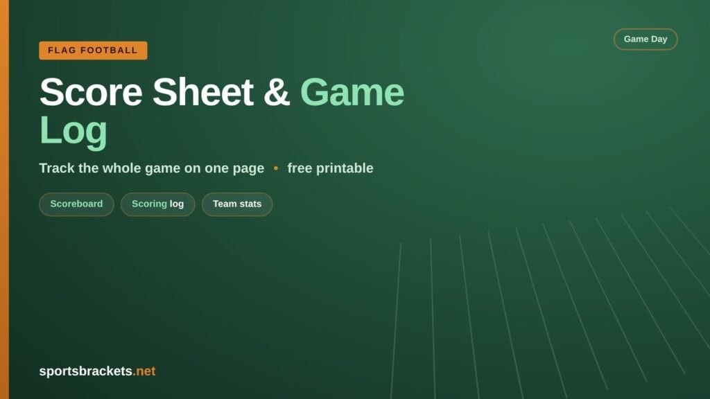 Free Flag Football Score Sheet: Printable Scoreboard and Scoring Log