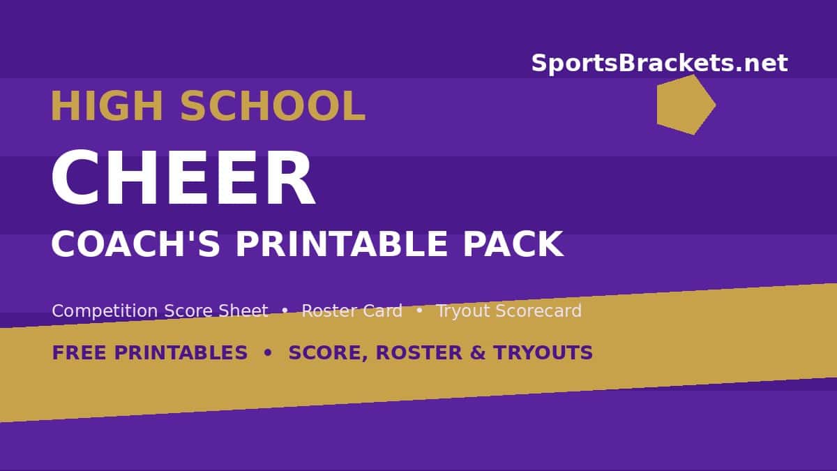 Printable cheerleading score sheet, roster card and tryout scorecard pack