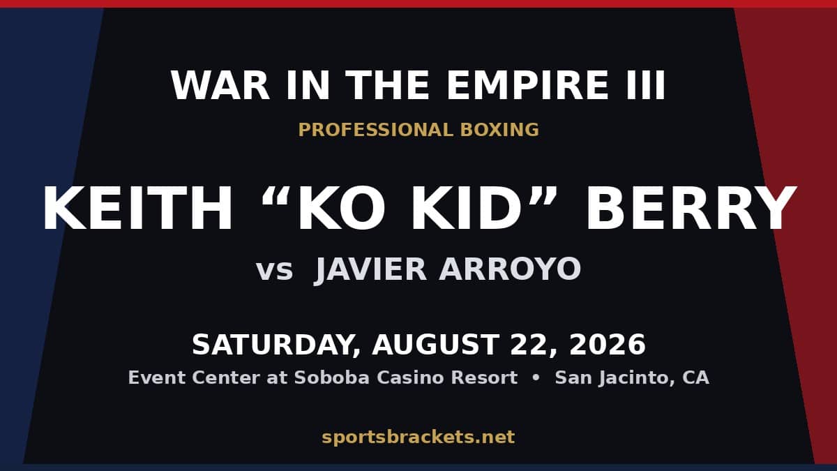 Keith Berry War in the Empire III boxing August 22 2026