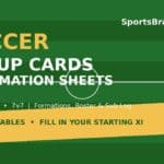 Printable soccer lineup card with formation diagrams