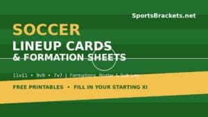 Printable soccer lineup card with formation diagrams