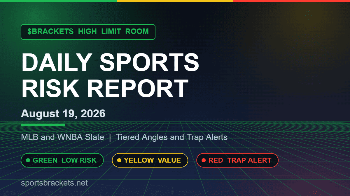 Daily Sports Risk Report for August 19, 2026 covering the MLB and WNBA slate with tiered angles and trap alerts