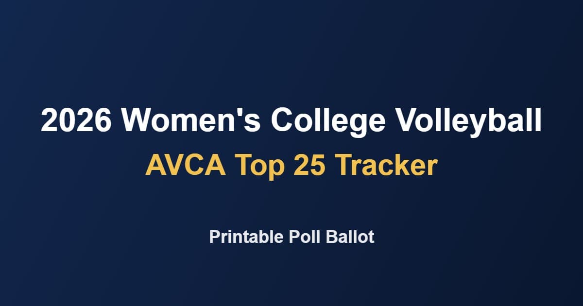2026 women’s college volleyball AVCA Top 25 printable tracker