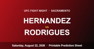 UFC Fight Night Sacramento Hernandez vs Rodrigues printable prediction sheet
