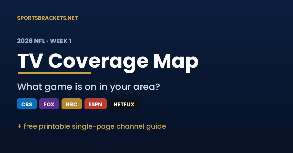 nfl-week1-tv-featured - Sports Brackets 2026 NFL Week 1 TV coverage map showing every game by network