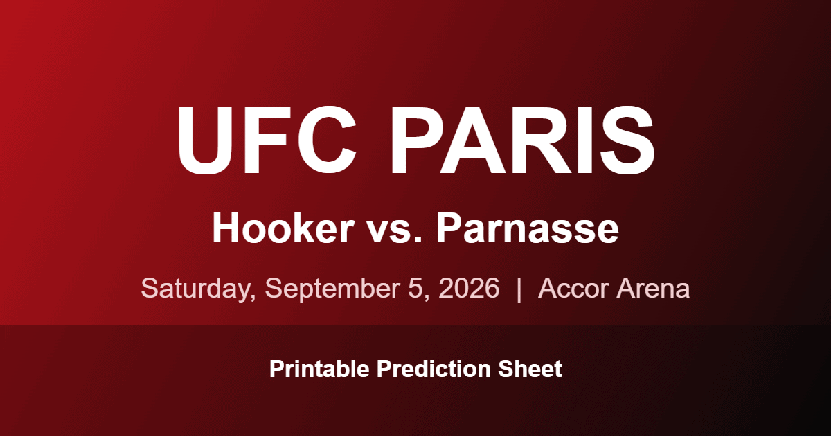 UFC Paris: Hooker vs. Parnasse printable prediction sheet
