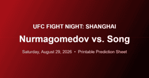 UFC Fight Night Shanghai Nurmagomedov vs Song fight card and printable prediction sheet