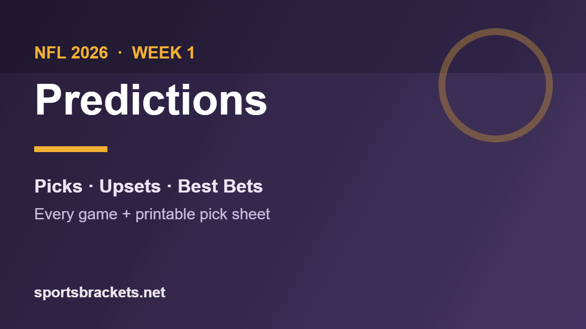 2026 NFL Week 1 predictions and printable pick sheet