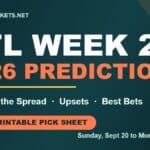 2026 NFL Week 2 predictions graphic with picks against the spread, upsets and best bets